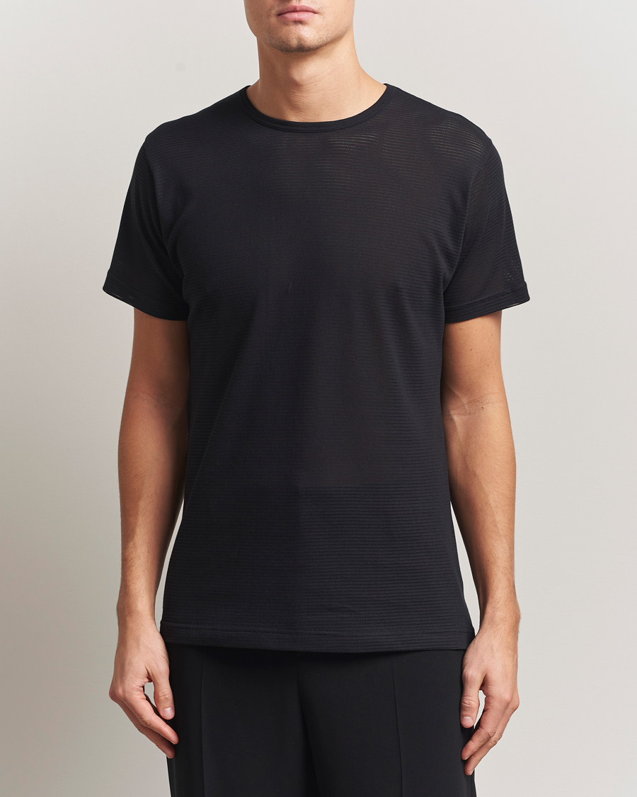 Heren | T-shirts | Sunspel | Cellular Underwear T-Shirt Black