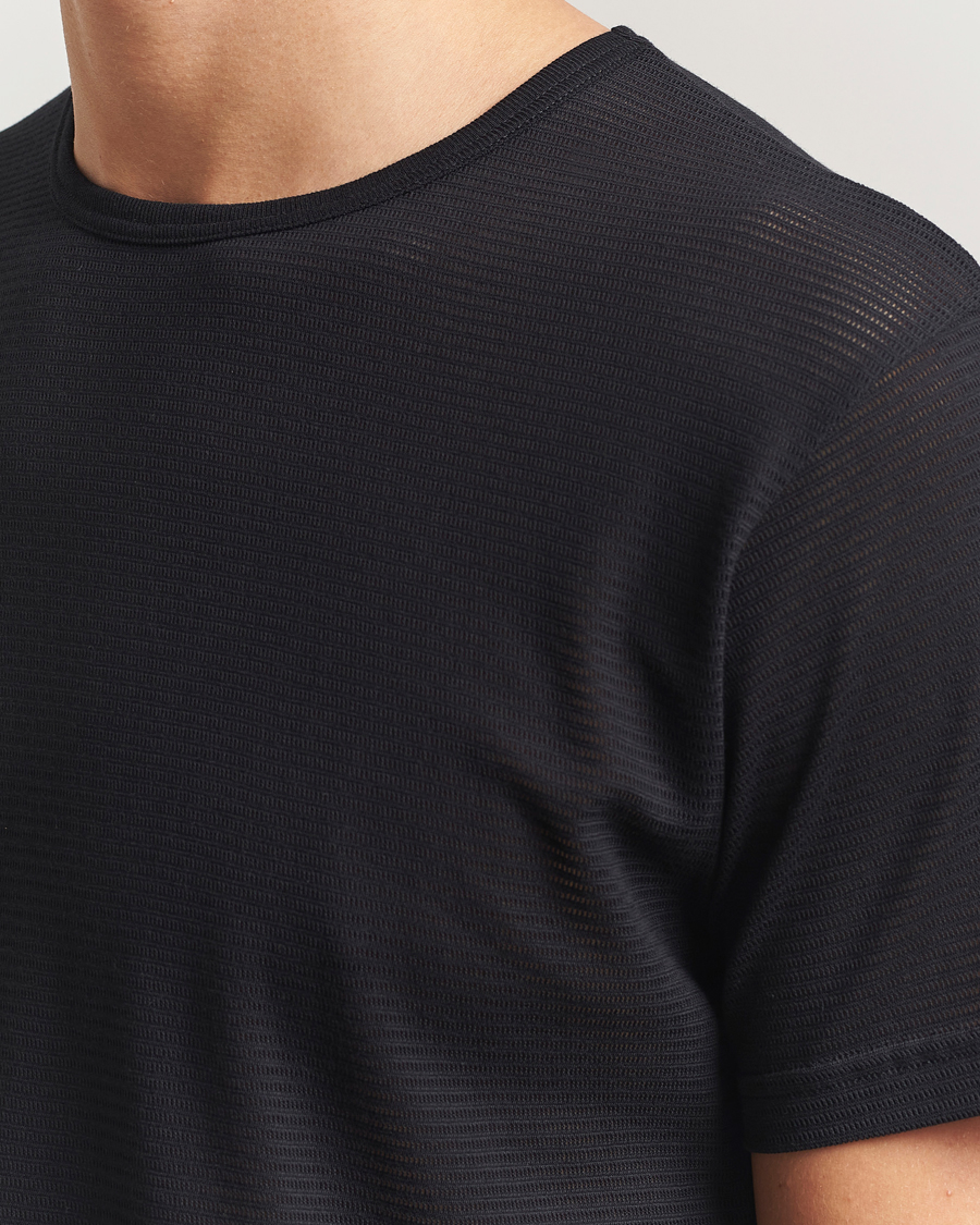 Heren | T-shirts | Sunspel | Cellular Underwear T-Shirt Black