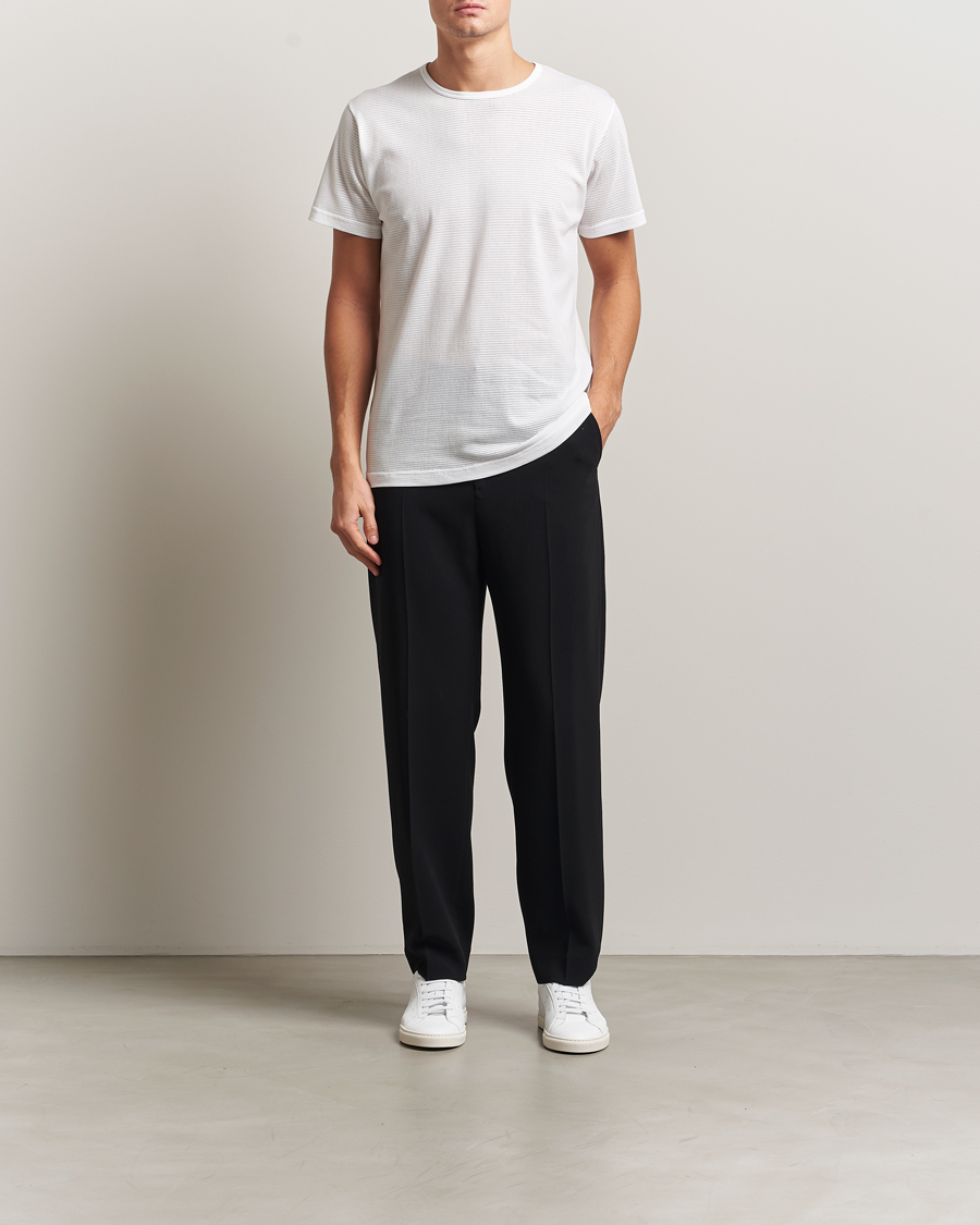 Heren | T-shirts | Sunspel | Cellular Underwear T-Shirt White