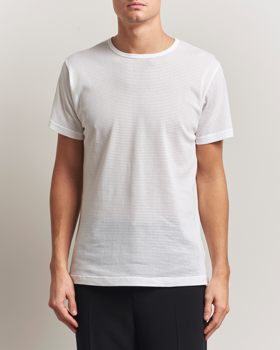 Heren | T-shirts | Sunspel | Cellular Underwear T-Shirt White