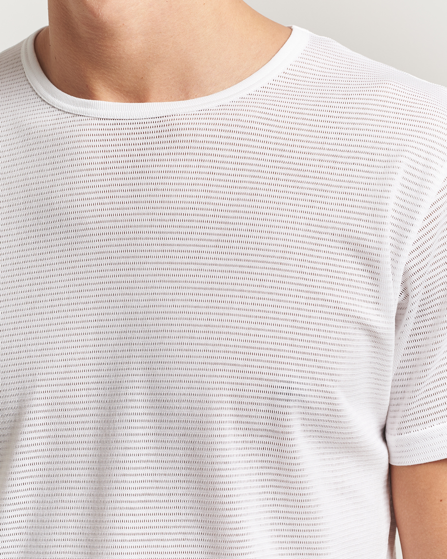 Heren | T-shirts | Sunspel | Cellular Underwear T-Shirt White