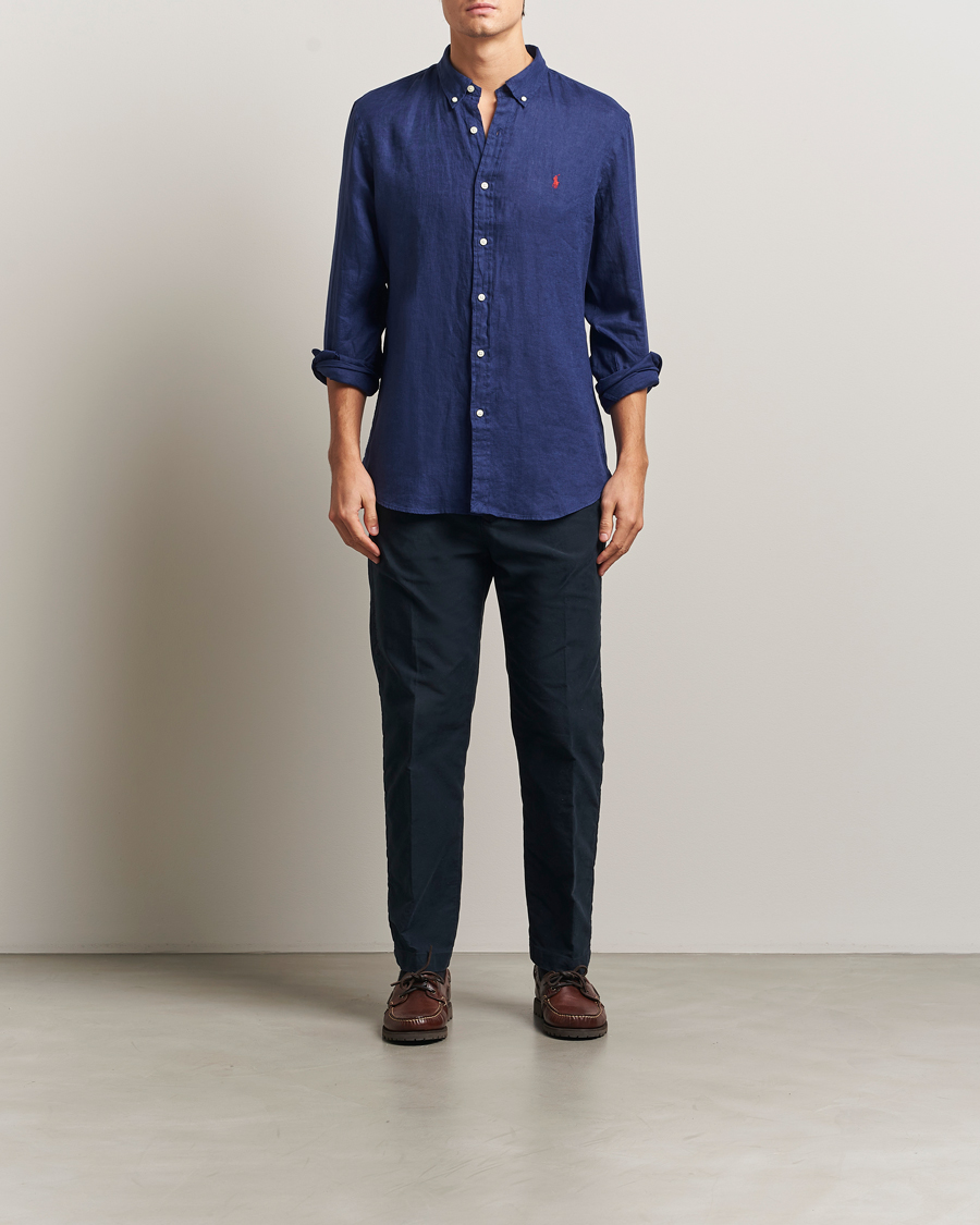 Heren | Overhemden | Polo Ralph Lauren | Slim Fit Linen Shirt Navy