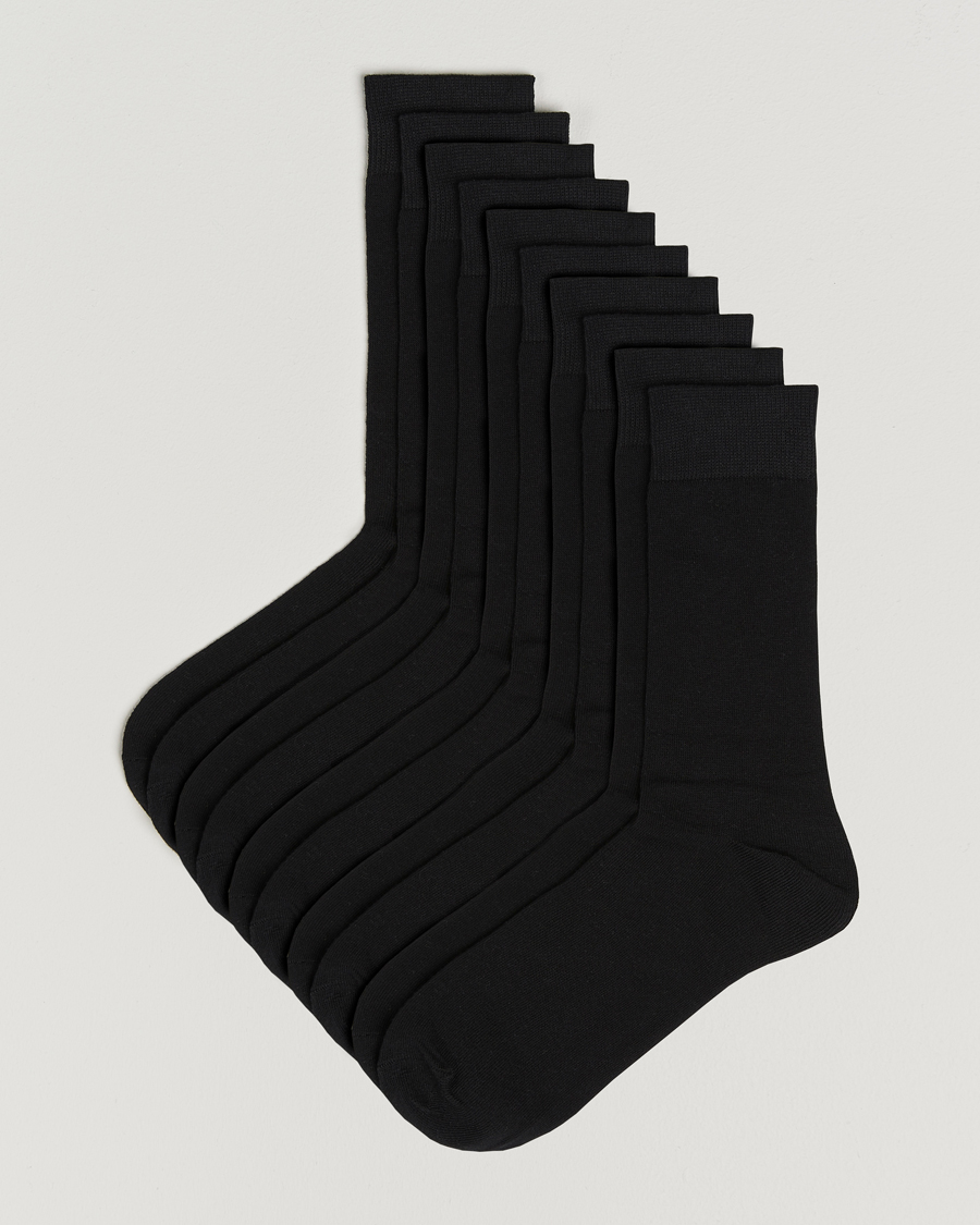 Heren | Ondergoed | Care with Carl | 10-Pack Solid Cotton Socks BLACK