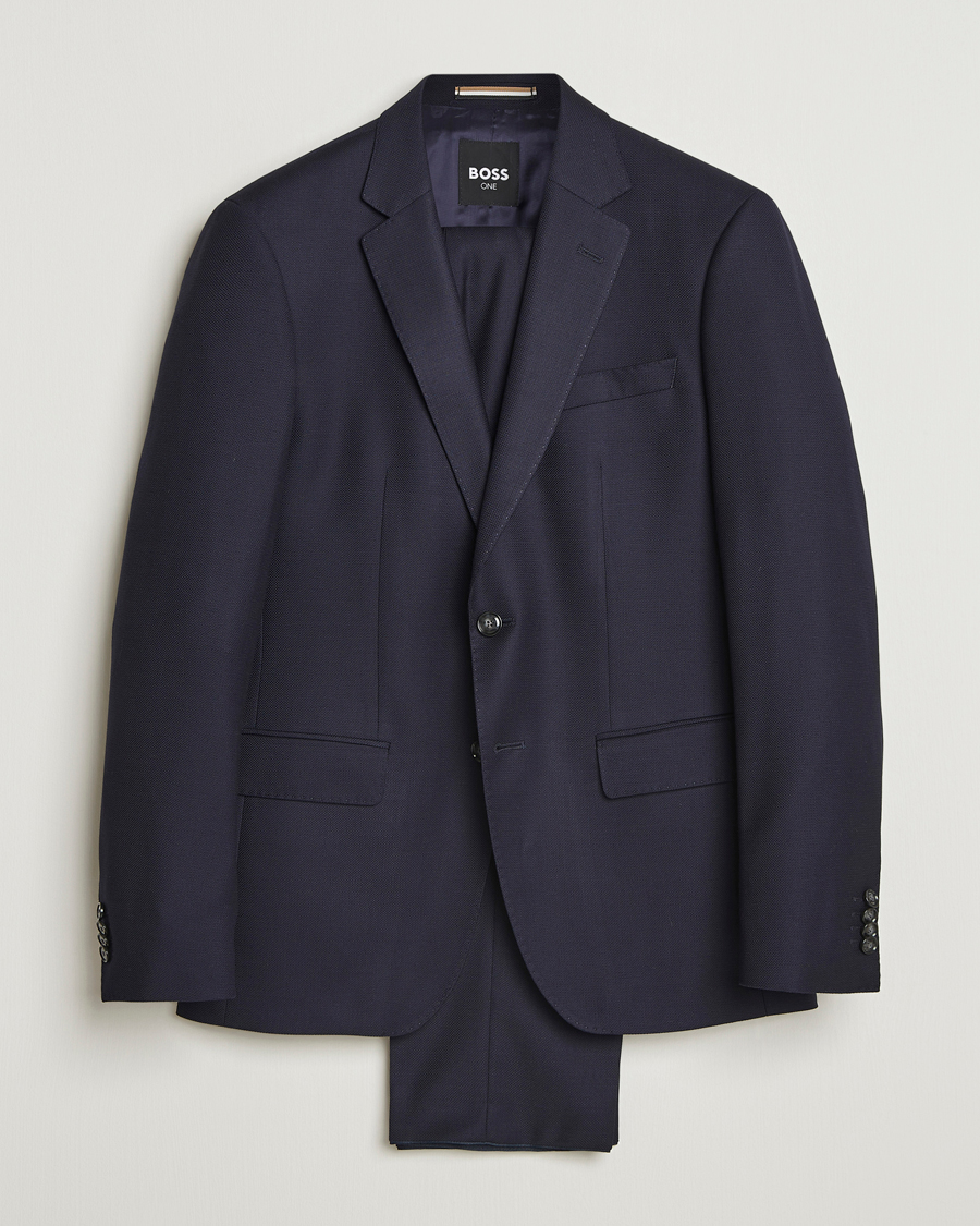Heren | Pakken | BOSS BLACK | Huge Structured Wool Suit Dark Blue
