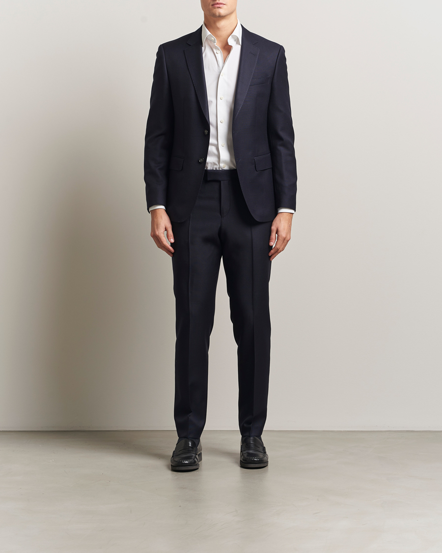 Heren | Pakken | BOSS BLACK | Huge Structured Wool Suit Dark Blue