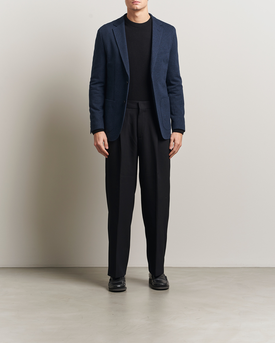 Heren | Blazers | BOSS BLACK | Jaye Jersey Herringbone Blazer Dark Blue