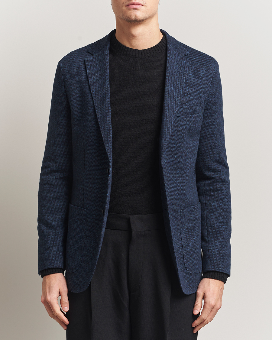 Heren | Blazers | BOSS BLACK | Jaye Jersey Herringbone Blazer Dark Blue