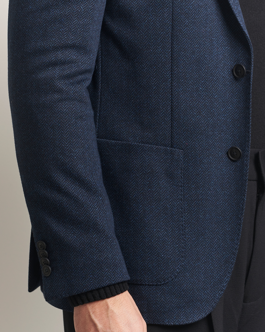 Heren | Blazers | BOSS BLACK | Jaye Jersey Herringbone Blazer Dark Blue