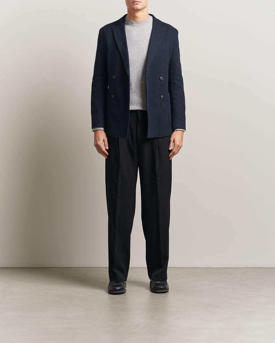 Heren | Blazers | BOSS BLACK | Hanry Jersey Double Breasted Blazer Dark Blue
