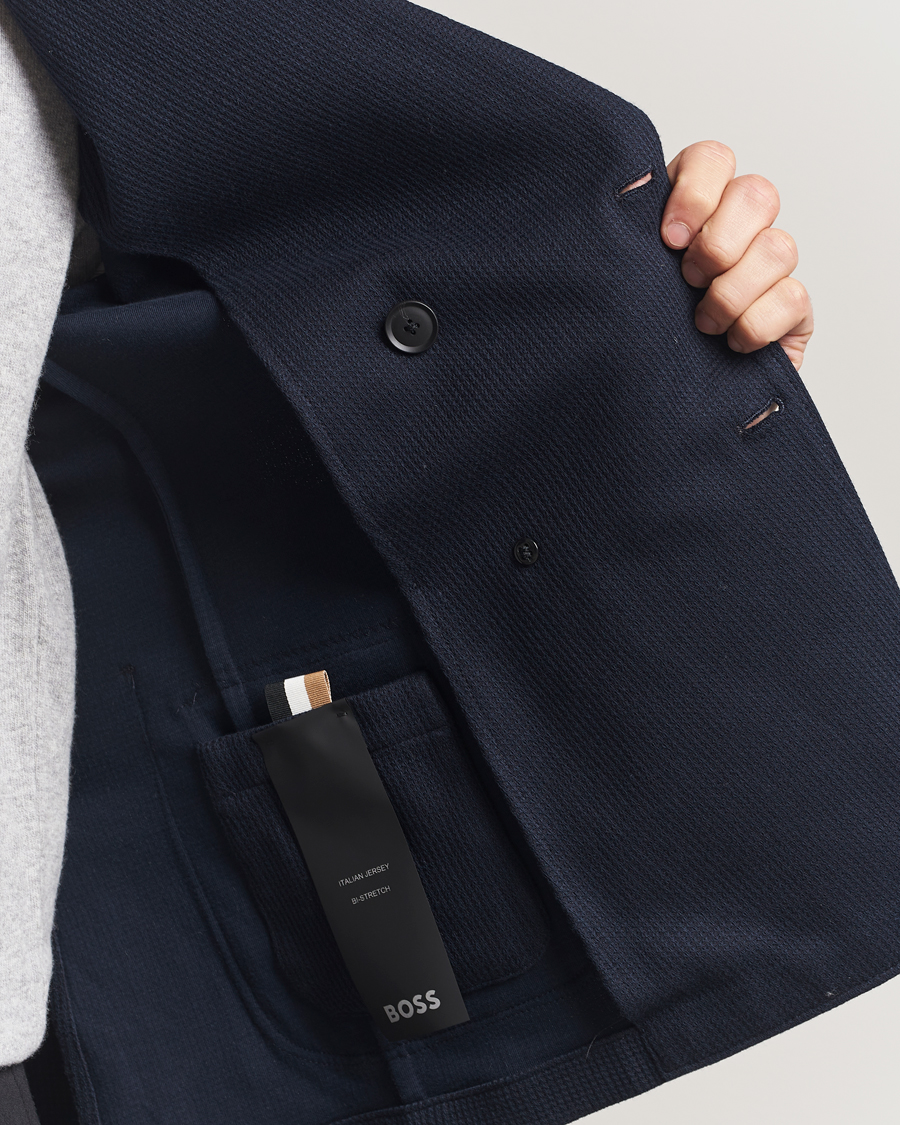 Heren | Blazers | BOSS BLACK | Hanry Jersey Double Breasted Blazer Dark Blue