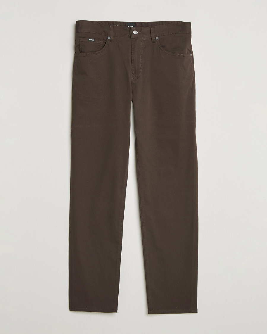 Heren | Broeken | BOSS BLACK | Re.Maine Cotton 5-Pocket Pants Dark Brown