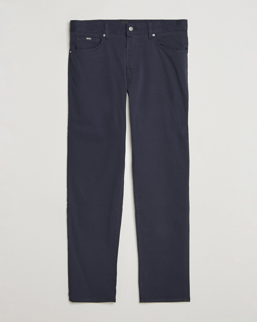 Heren | Broeken | BOSS BLACK | Re.Maine Cotton 5-Pocket Pants Dark Blue