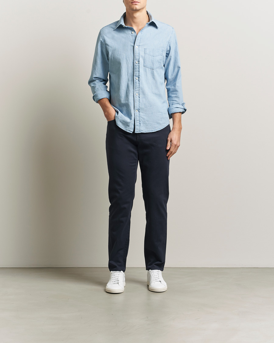 Heren | Broeken | BOSS BLACK | Re.Maine Cotton 5-Pocket Pants Dark Blue