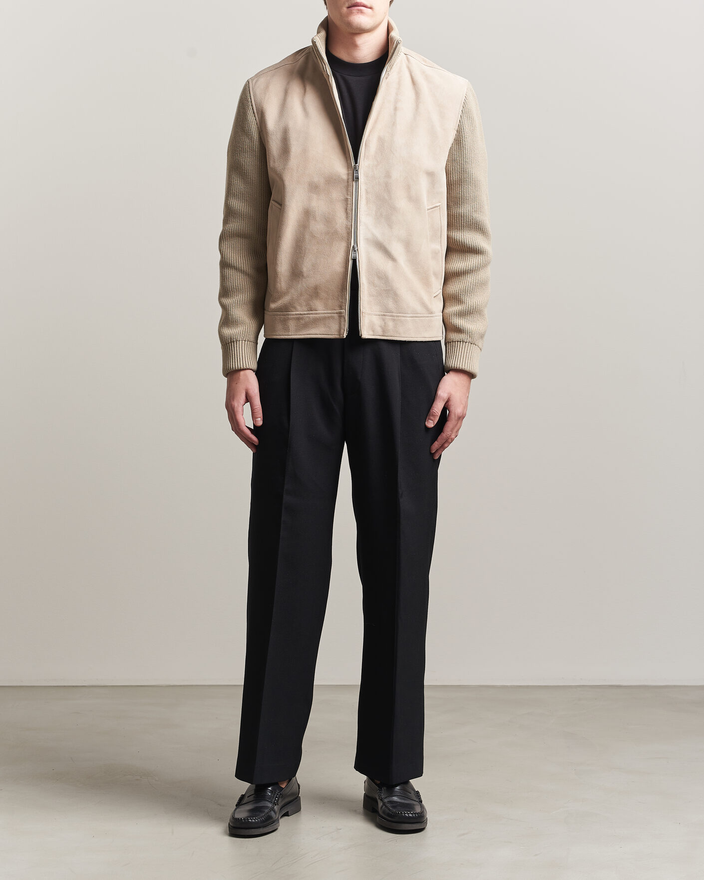 Heren | Jassen | BOSS BLACK | Maven Suede Hybrid Jacket Open White