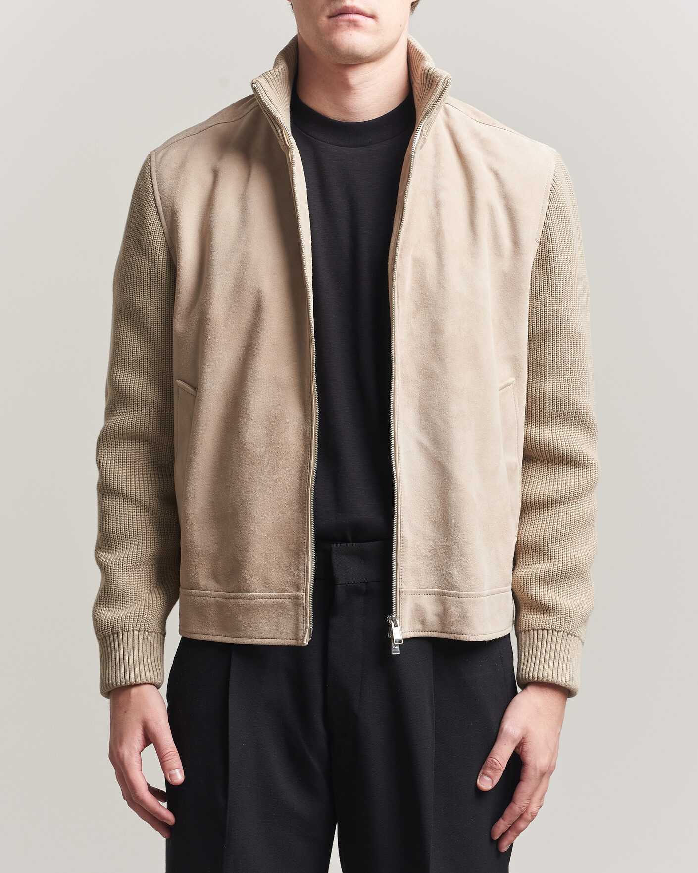 Heren | Jassen | BOSS BLACK | Maven Suede Hybrid Jacket Open White