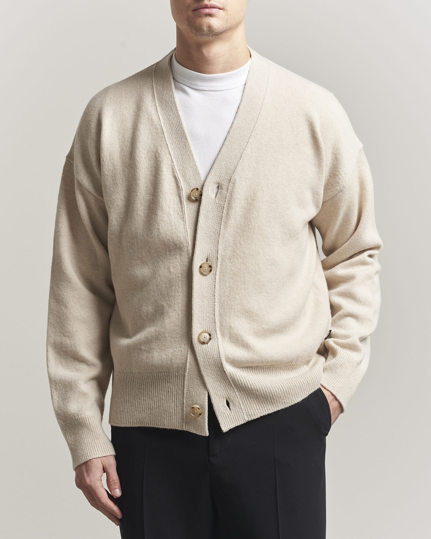 Heren | Truien | BOSS BLACK | Ucone Wool Knitted Cardigan Open White