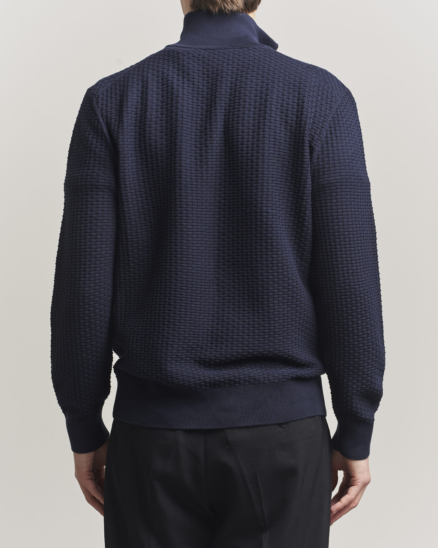 Heren | Truien | BOSS BLACK | Ulicio Structured Knitted Half Zip Dark Blue