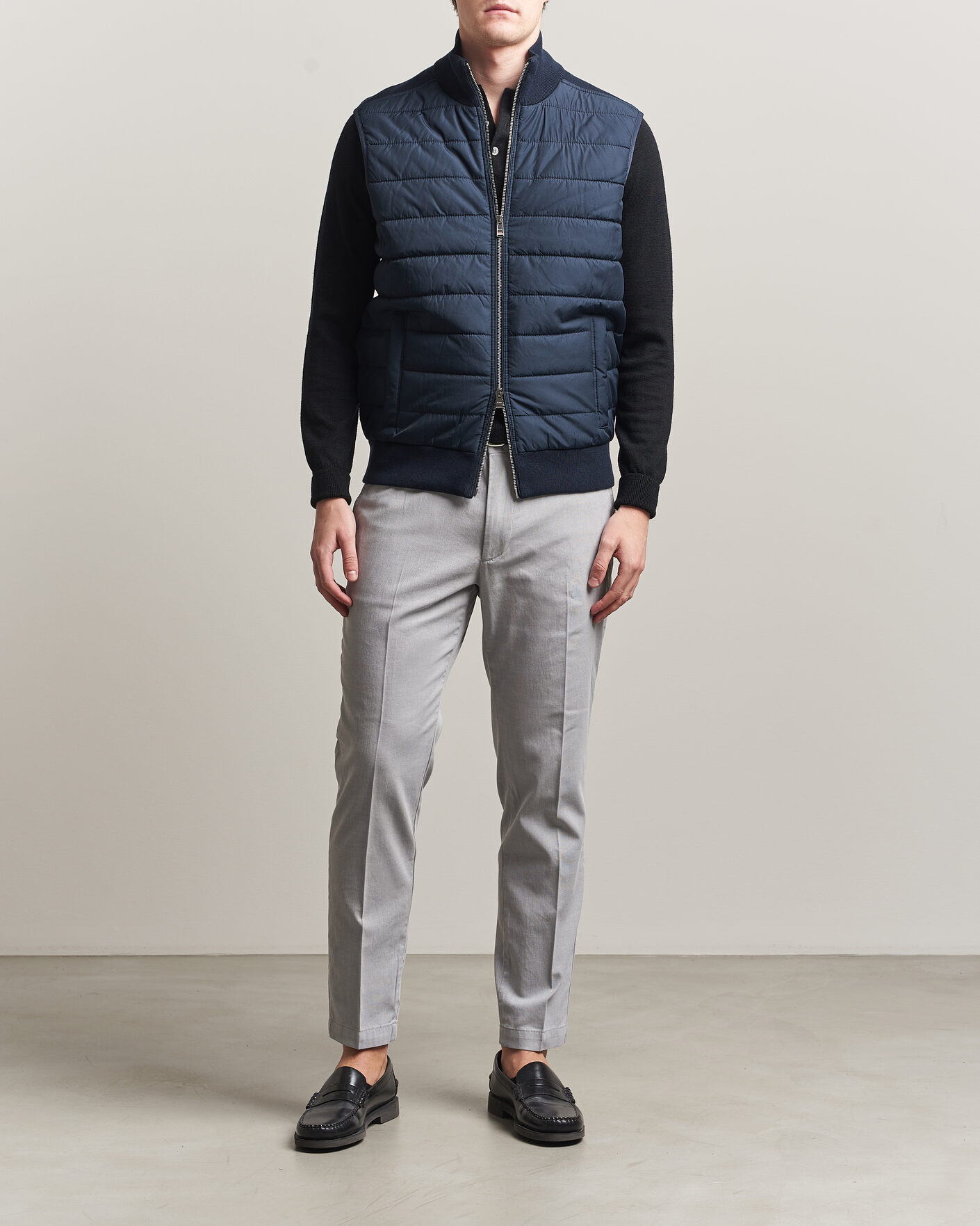Heren | Gilets | BOSS BLACK | Urwin Cotton/Wool Vest Dark Blue