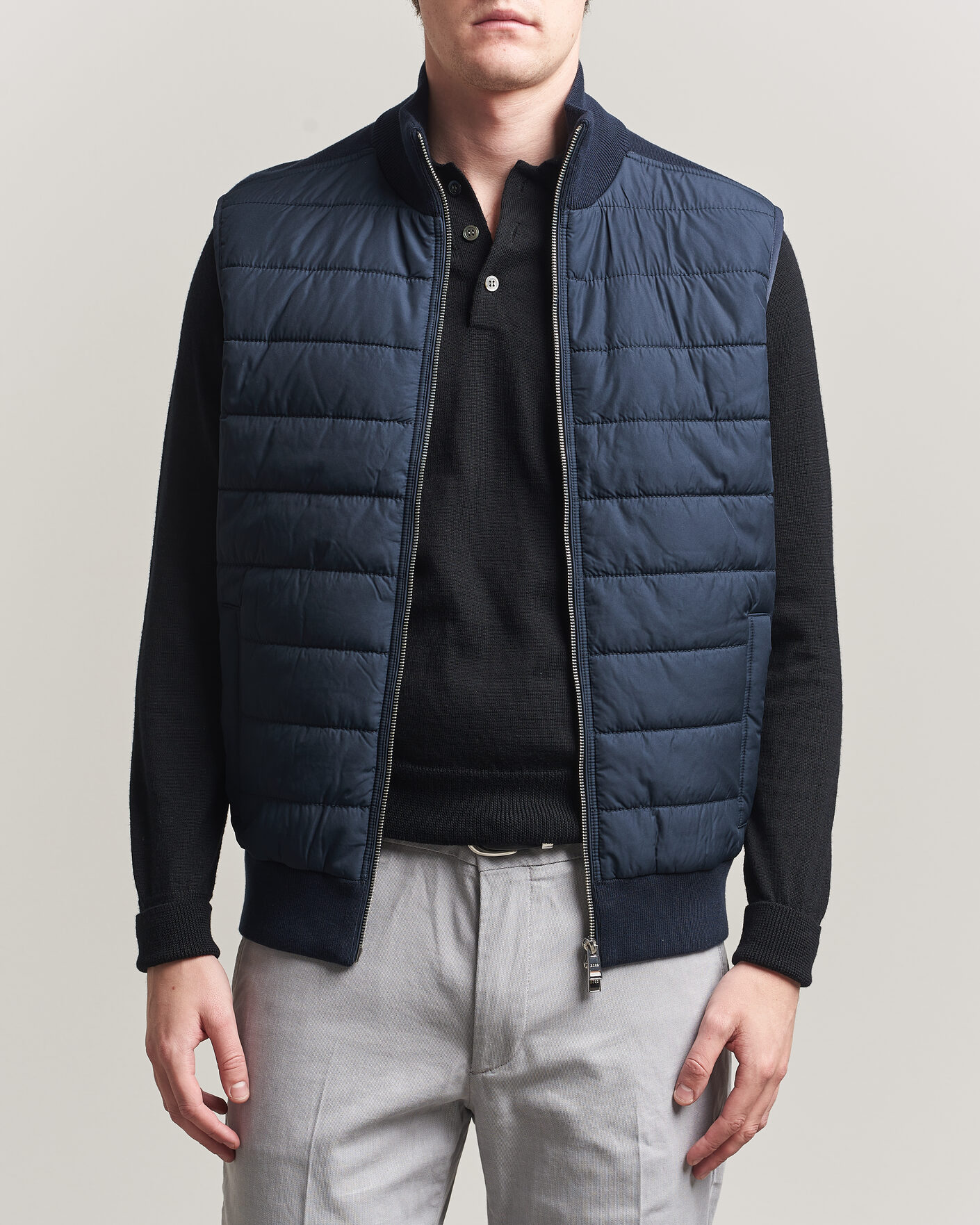 Heren | Gilets | BOSS BLACK | Urwin Cotton/Wool Vest Dark Blue