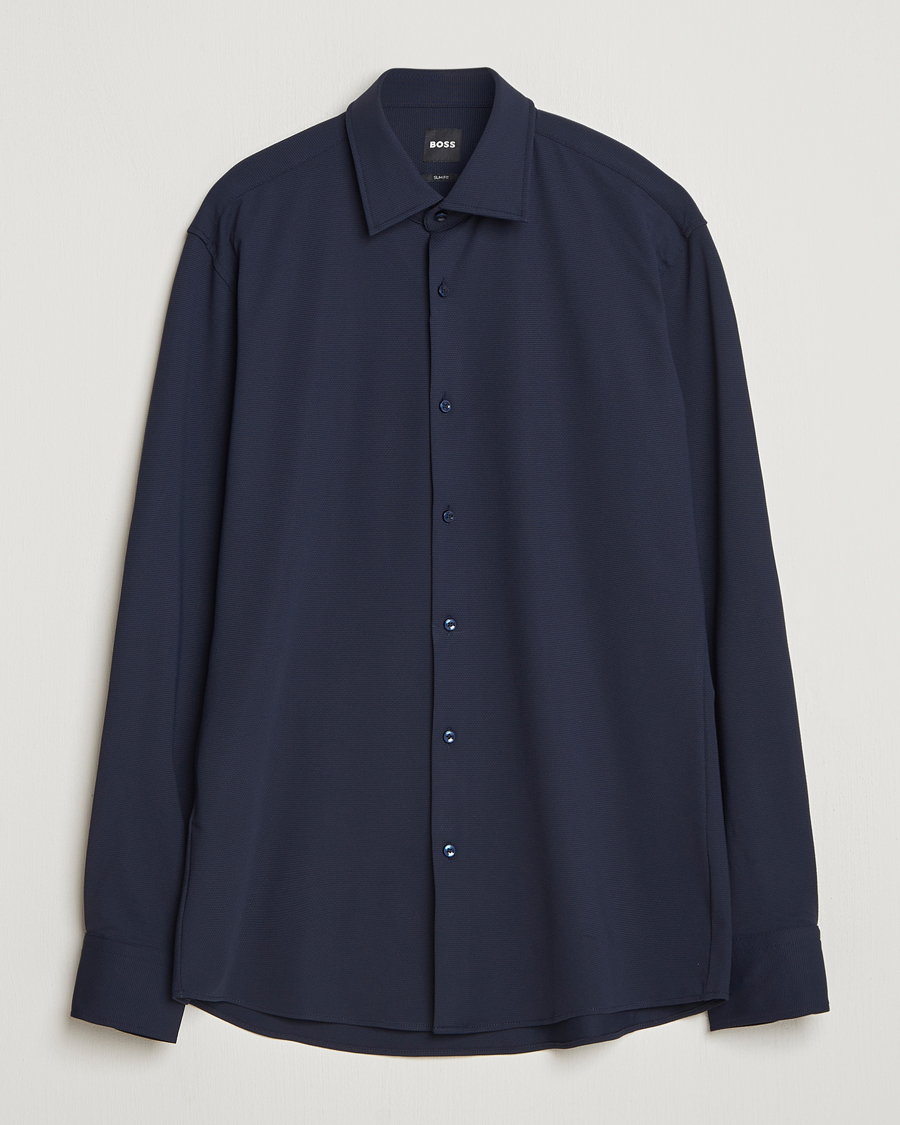 Heren | Overhemden | BOSS BLACK | Hank Structured Jersey Shirt Dark Blue