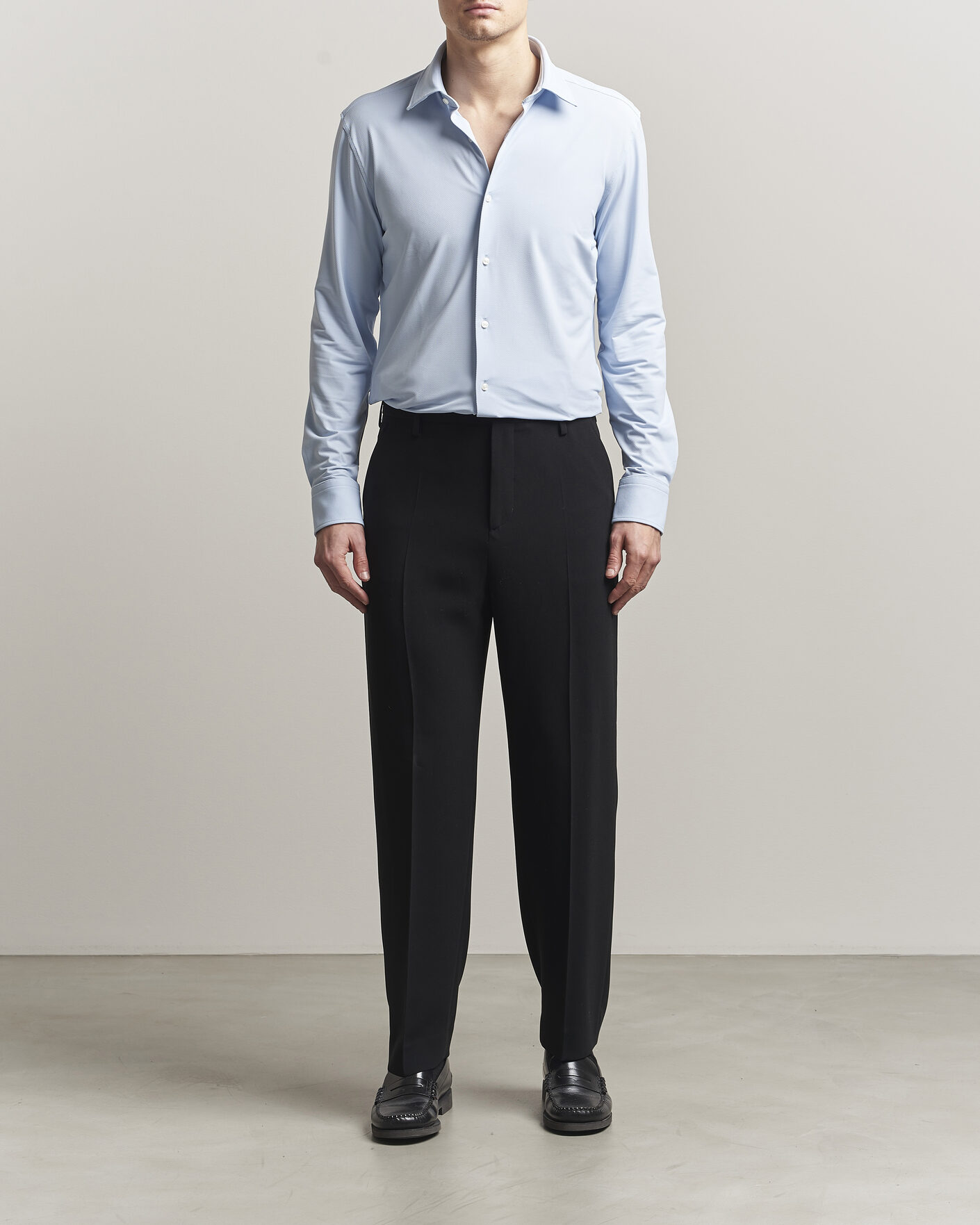 Heren | Overhemden | BOSS BLACK | Hank Structured Jersey Shirt Light Blue