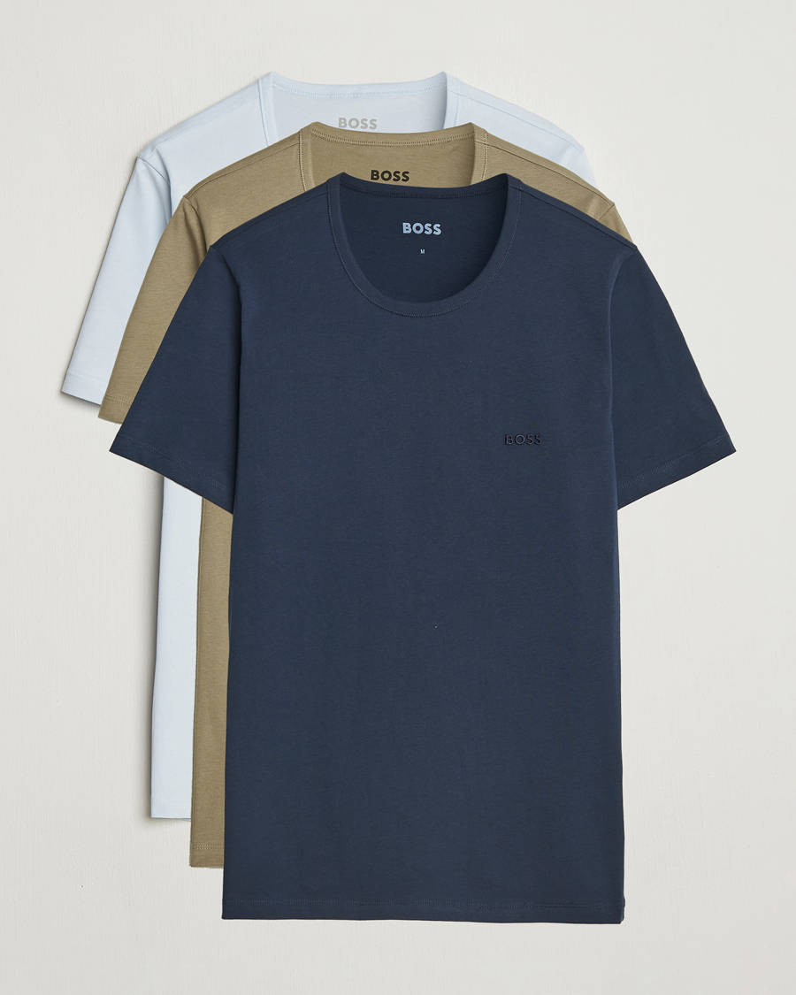 Heren | T-shirts | BOSS BLACK | 3-Pack Crew Neck T-Shirt Green/Blue/Navy