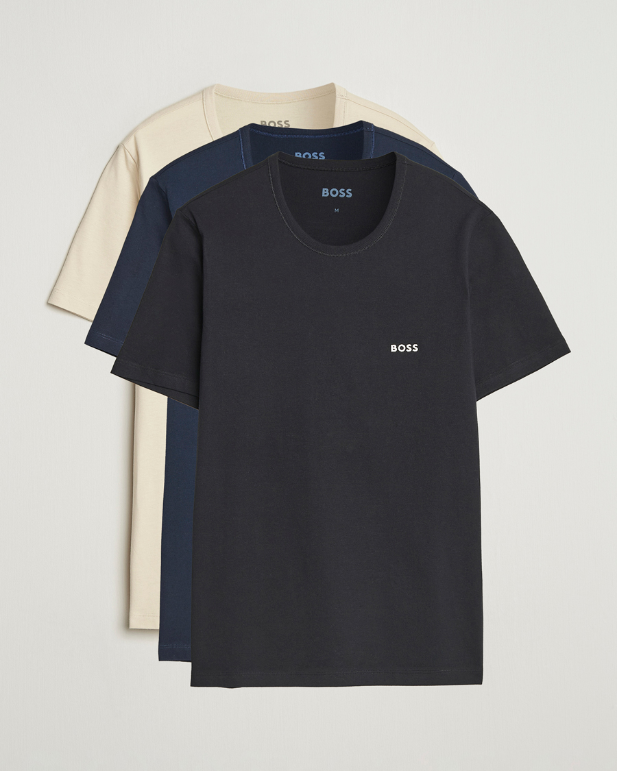 Heren | T-shirts | BOSS BLACK | 3-Pack Crew Neck T-Shirt Beige/Navy/Black