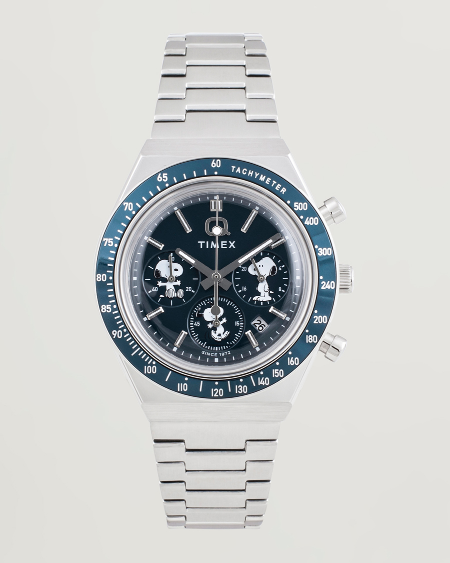 Heren | Timex Timex X Peanuts Q Chronograph Snoopy 40mm Blue Dial | Timex | X Peanuts Q Chronograph Snoopy 40mm Blue Dial