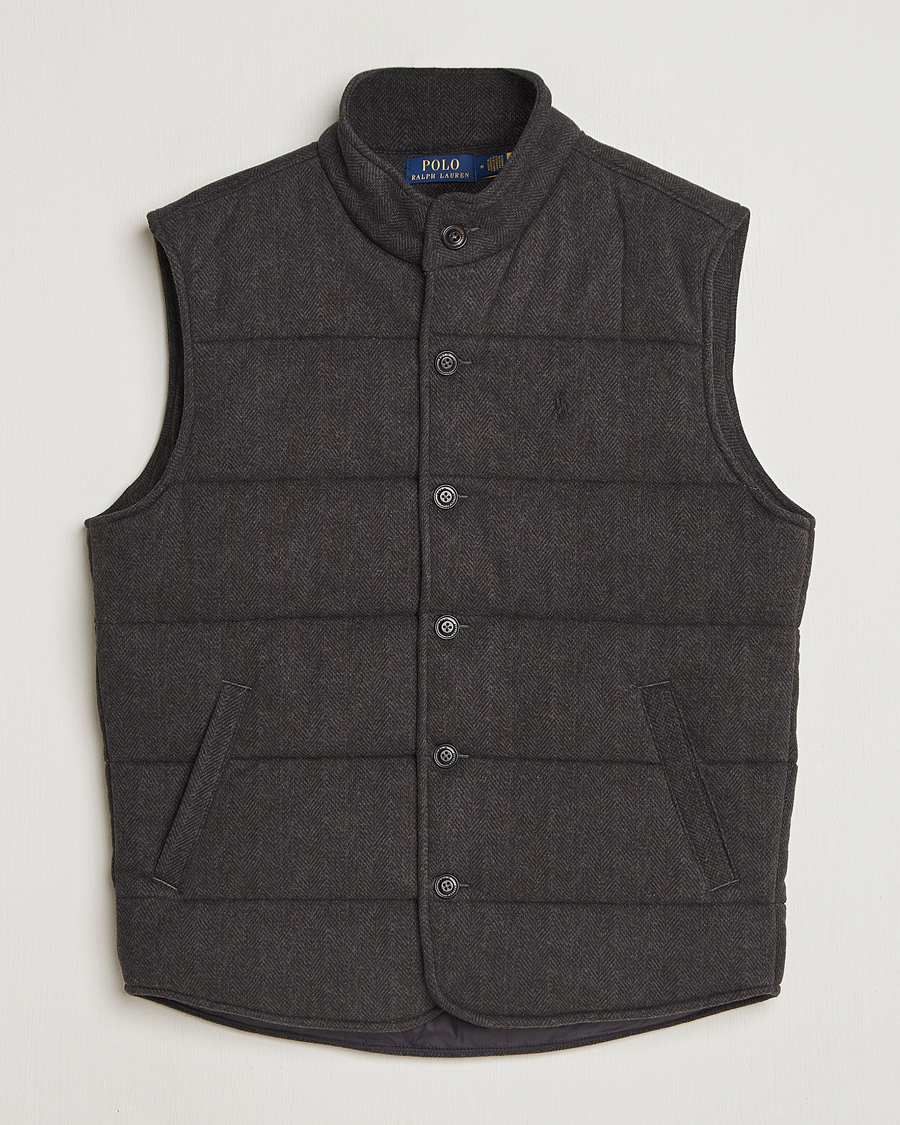 Heren | Gilets | Polo Ralph Lauren | Knitted Herringbone Vest Dark Charcoal Heather