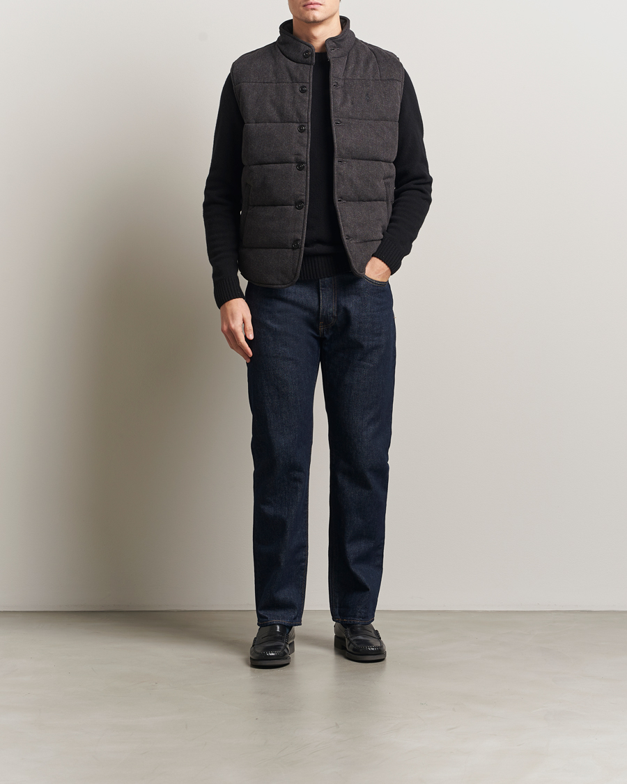 Heren | Gilets | Polo Ralph Lauren | Knitted Herringbone Vest Dark Charcoal Heather
