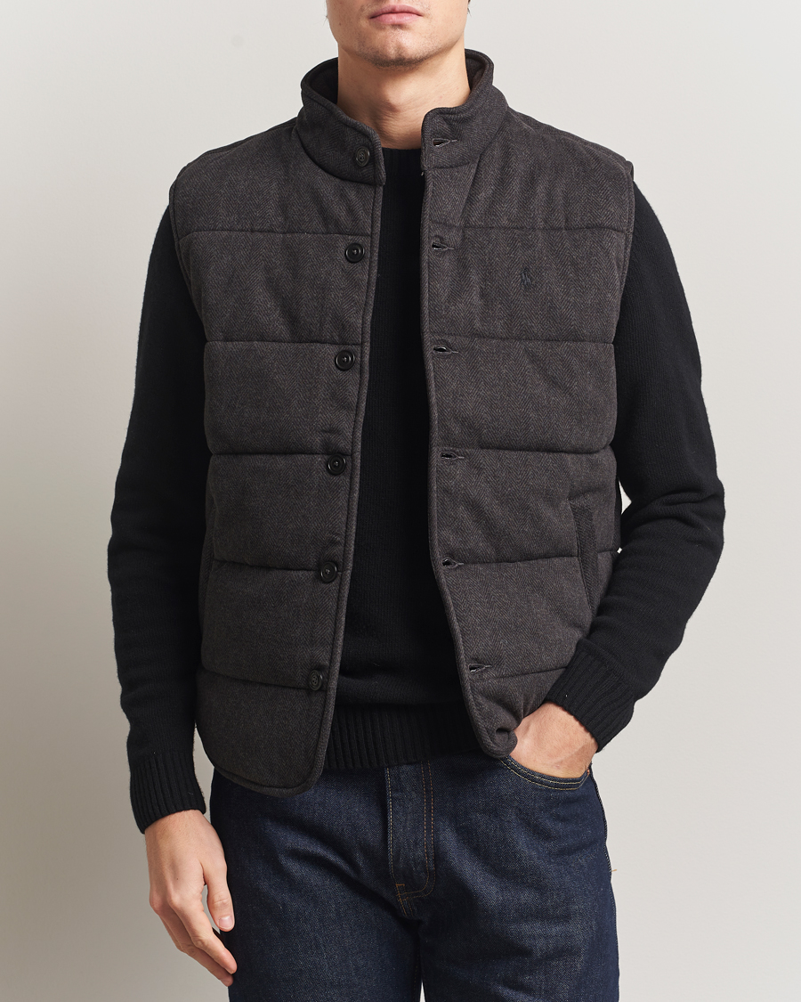 Heren | Gilets | Polo Ralph Lauren | Knitted Herringbone Vest Dark Charcoal Heather