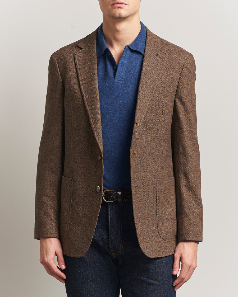 Heren | Blazers | Polo Ralph Lauren | Herringbone Single Breasted Sportcoat Brown/Tan
