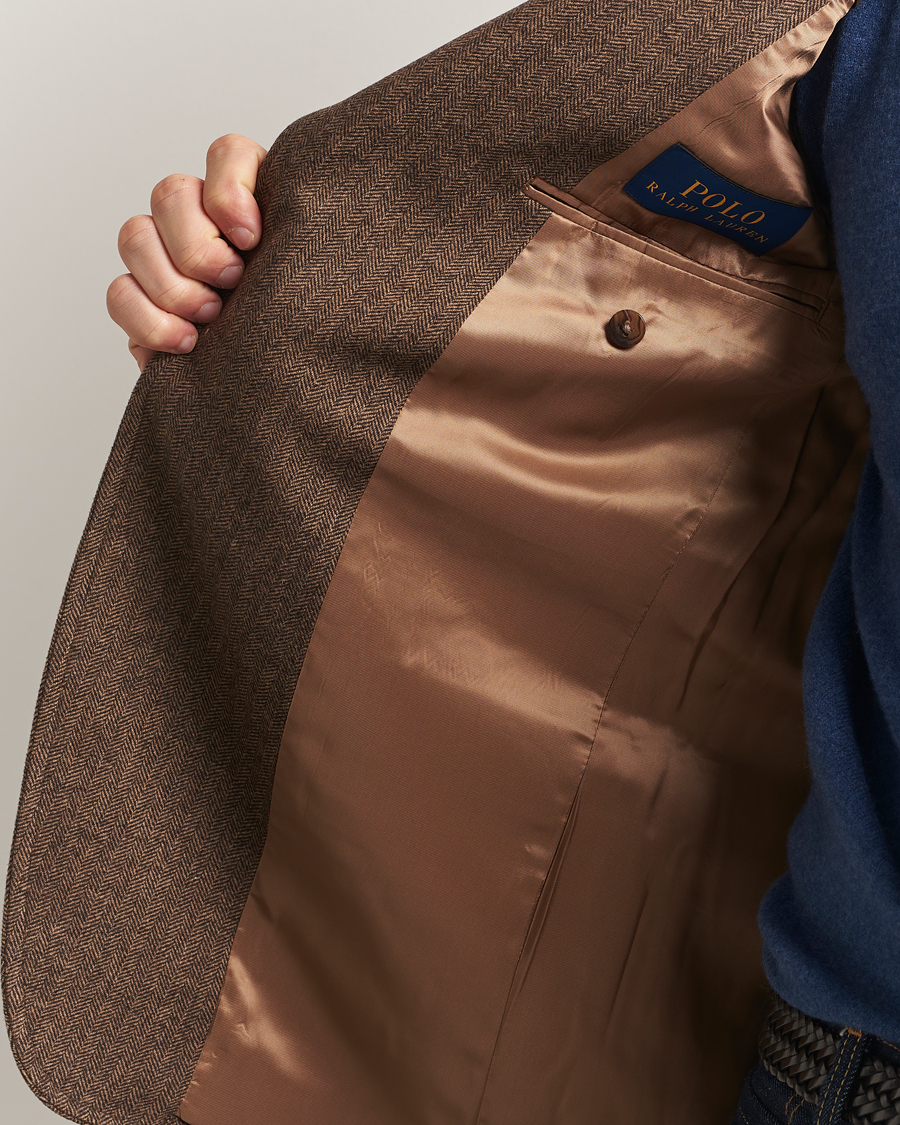 Heren | Blazers | Polo Ralph Lauren | Herringbone Single Breasted Sportcoat Brown/Tan