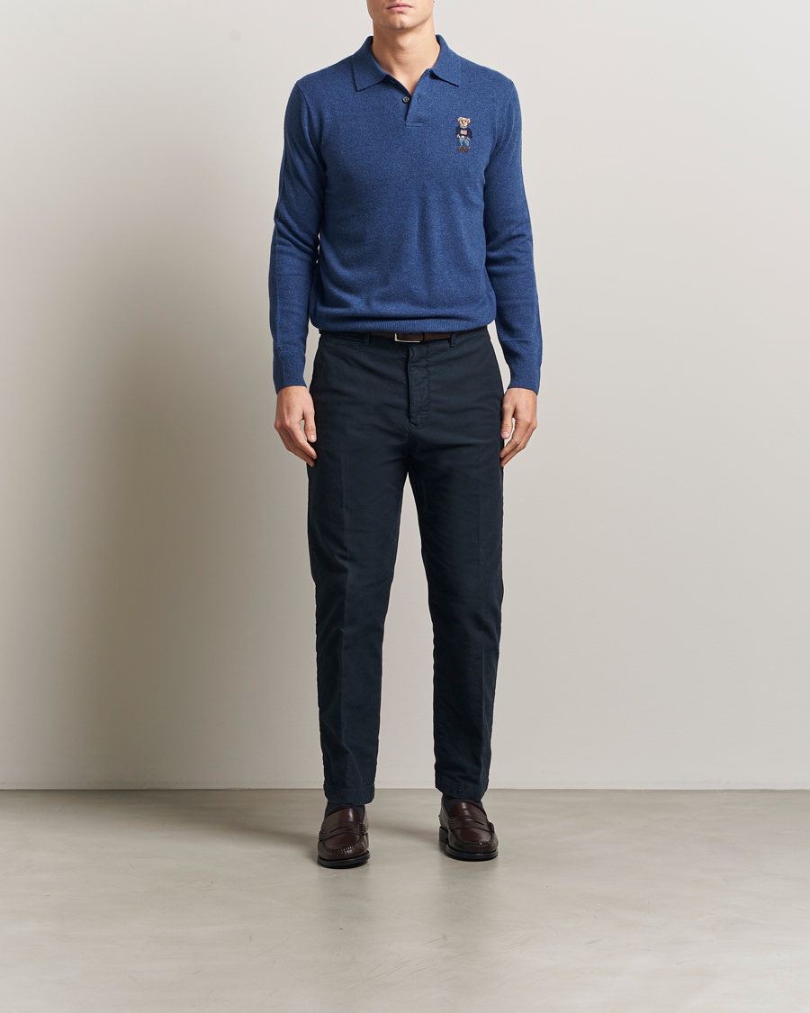 Heren | Polo's | Polo Ralph Lauren | Washed Long Sleeve Bear Polo Rustic Navy Heather