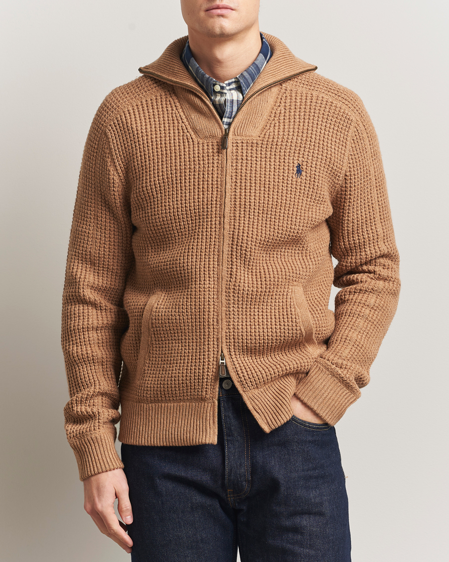 Heren | Truien | Polo Ralph Lauren | Cotton/Wool Full Zip Brown Sugar Melange