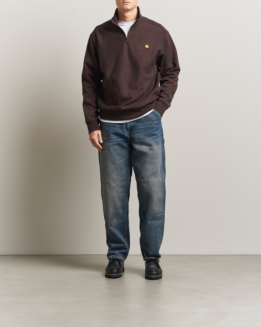 Heren | Truien | Carhartt WIP | Half Zip American Script Sweat Palisander