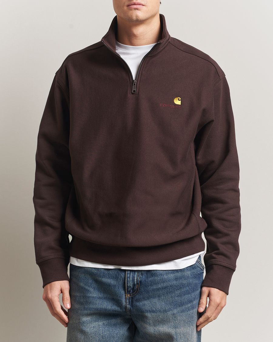 Heren | Truien | Carhartt WIP | Half Zip American Script Sweat Palisander