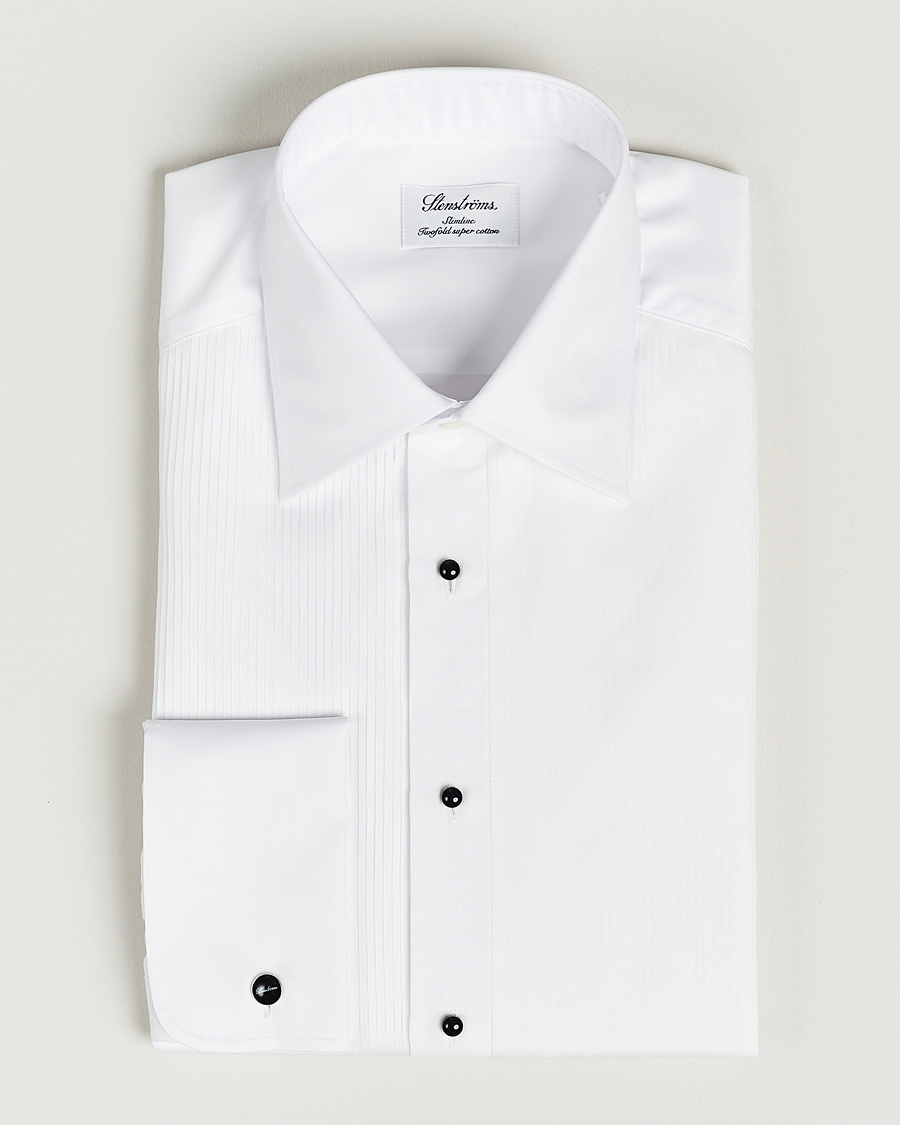 Heren | Overhemden | Stenströms | Slimline Open Smoking Shirt White