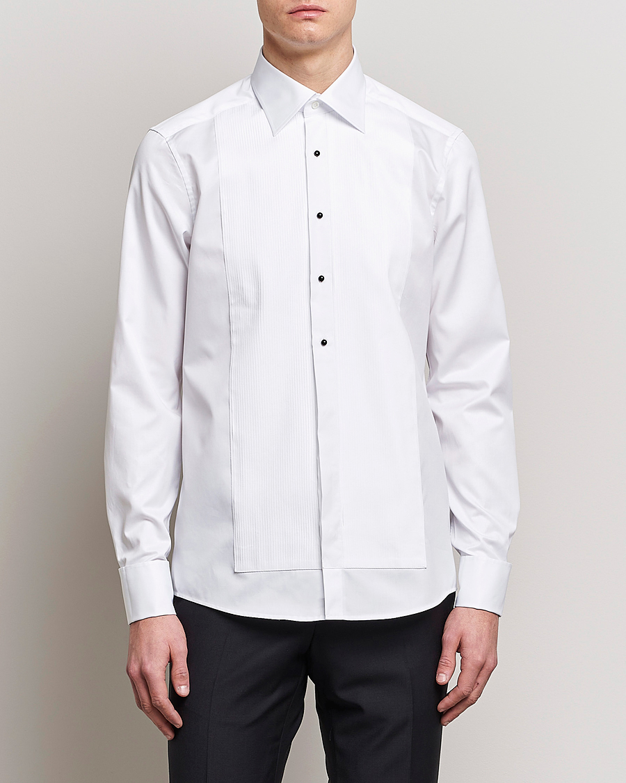 Heren | Overhemden | Stenströms | Slimline Open Smoking Shirt White