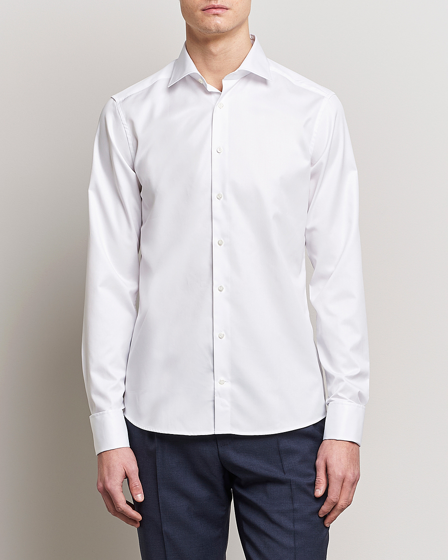 Heren | Overhemden | Stenströms | Superslim Double Cuff Cotton Shirt White