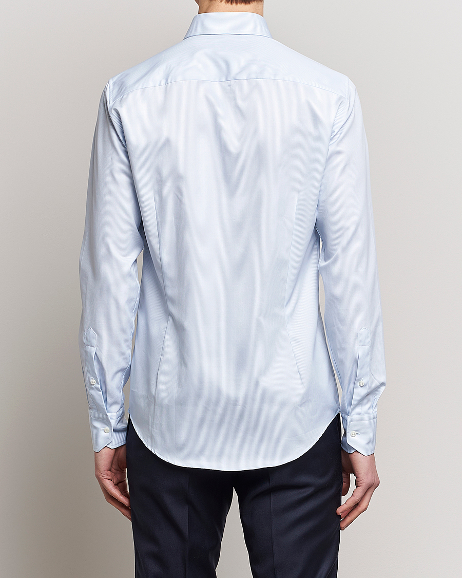 Heren | Overhemden | Stenströms | Superslim Cotton Twill Striped Shirt Blue/White