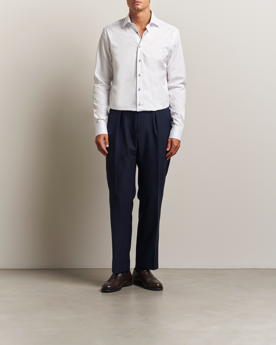 Heren | Overhemden | Stenströms | Regular Fit X-Long Sleeve Contrast Shirt White