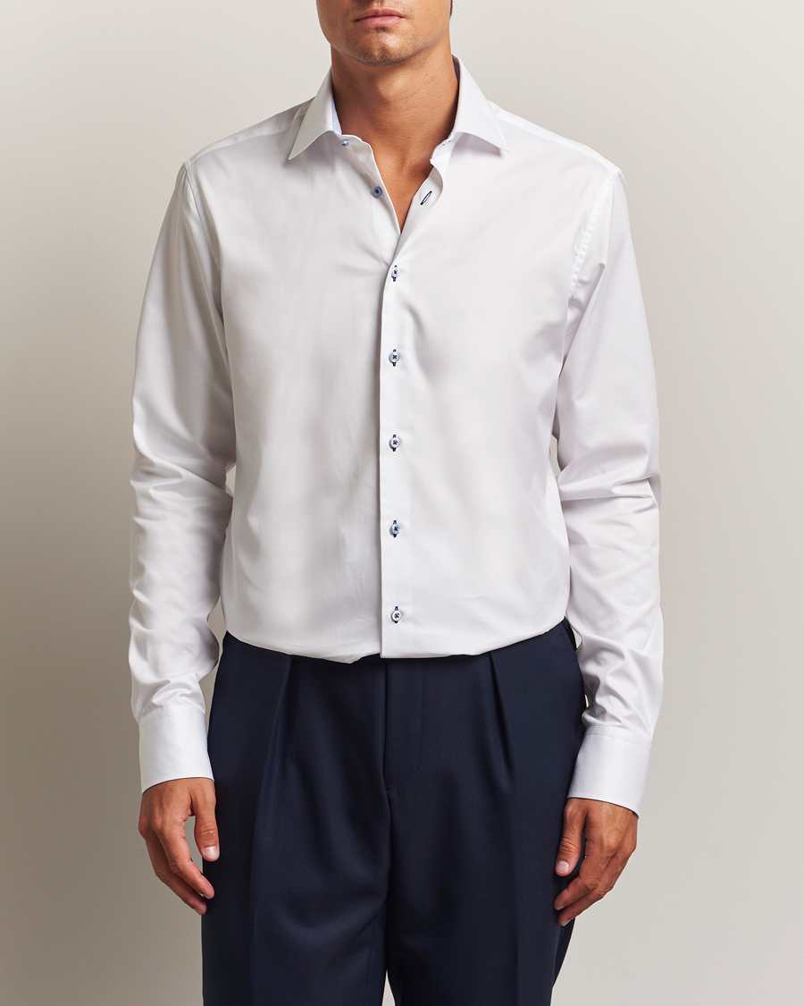 Heren | Overhemden | Stenströms | Regular Fit X-Long Sleeve Contrast Shirt White