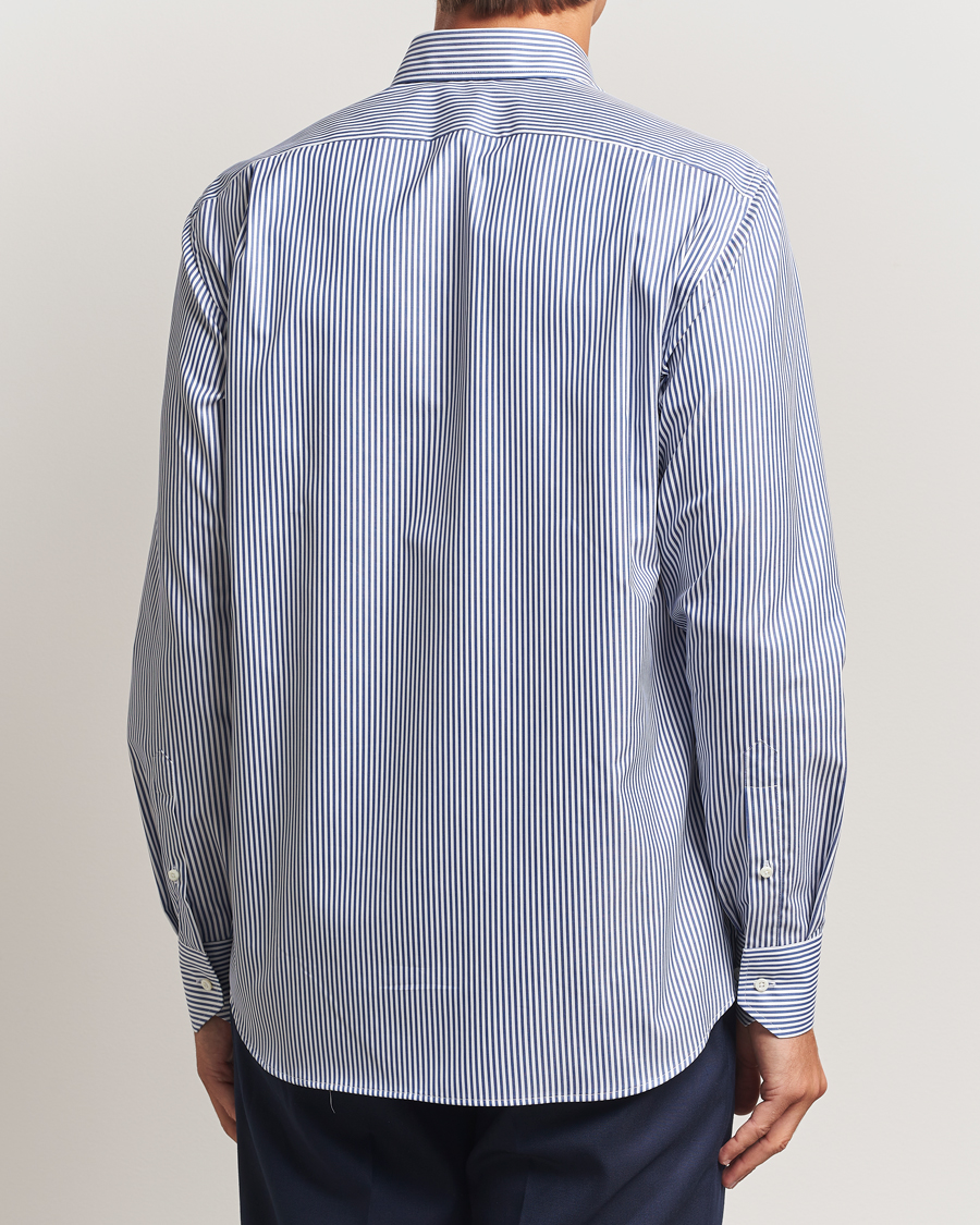 Heren | Overhemden | Stenströms | Regular Fit Striped Cut Away Shirt White/Blue