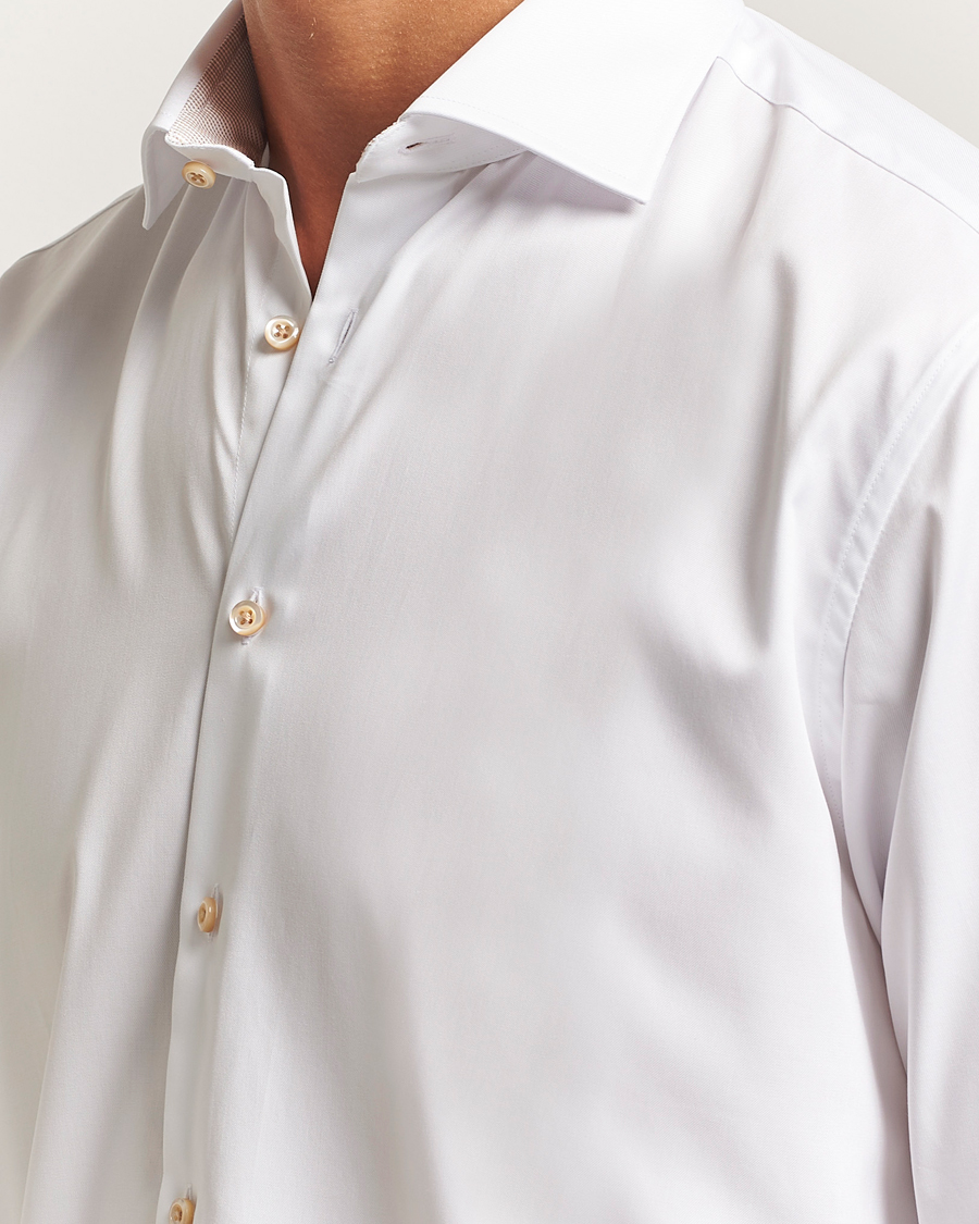 Heren | Overhemden | Stenströms | Regular Fit Contrast Cotton Shirt White