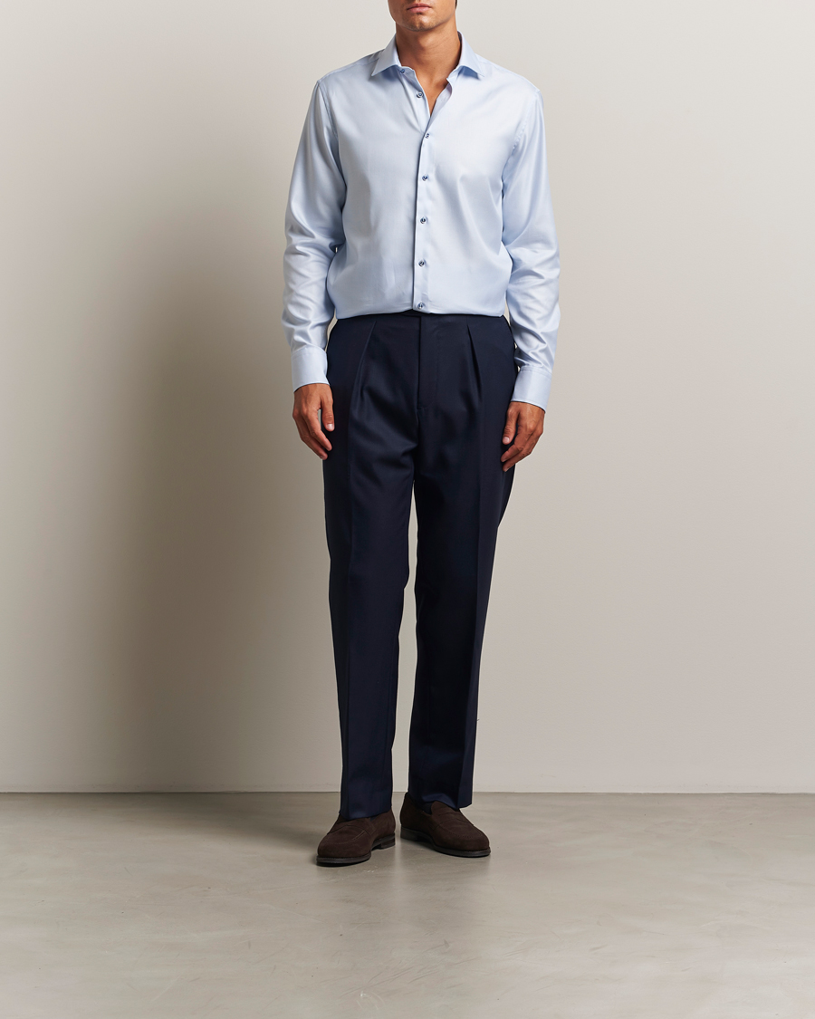 Heren | Overhemden | Stenströms | Regular Fit Contrast Shirt Light Blue