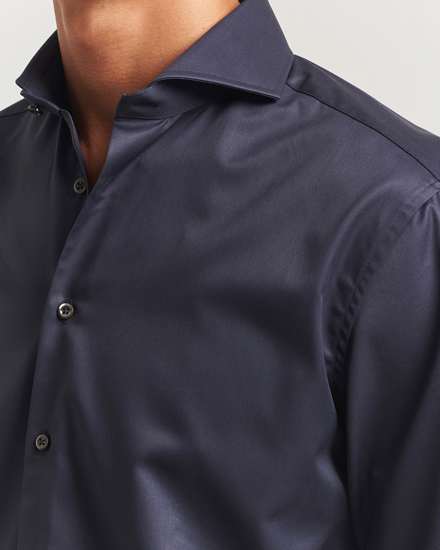 Heren | Overhemden | Stenströms | Regular Fit Extreme Cut Away Shirt Navy