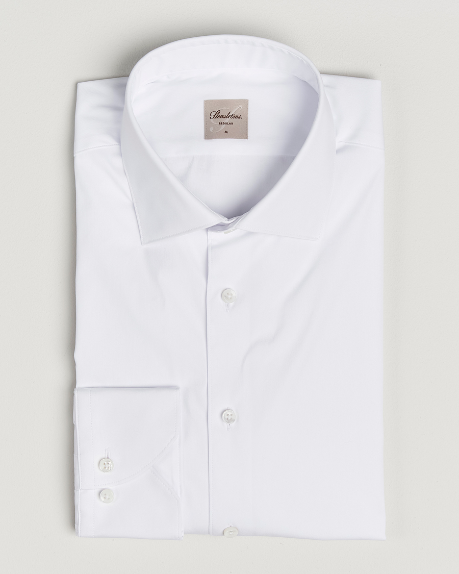 Heren | Overhemden | Stenströms | Regular Fit Cotton Stretch Shirt White