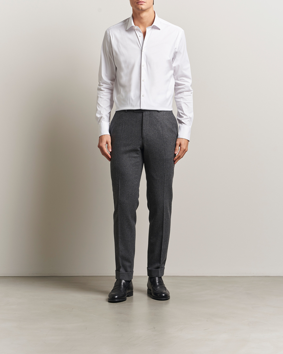Heren | Overhemden | Stenströms | Regular Fit Cotton Stretch Shirt White