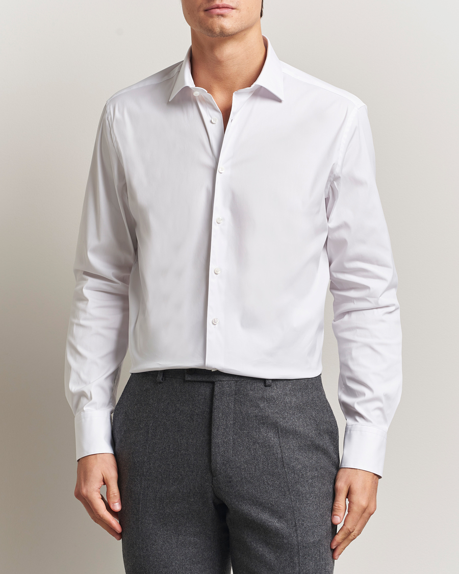 Heren | Overhemden | Stenströms | Regular Fit Cotton Stretch Shirt White